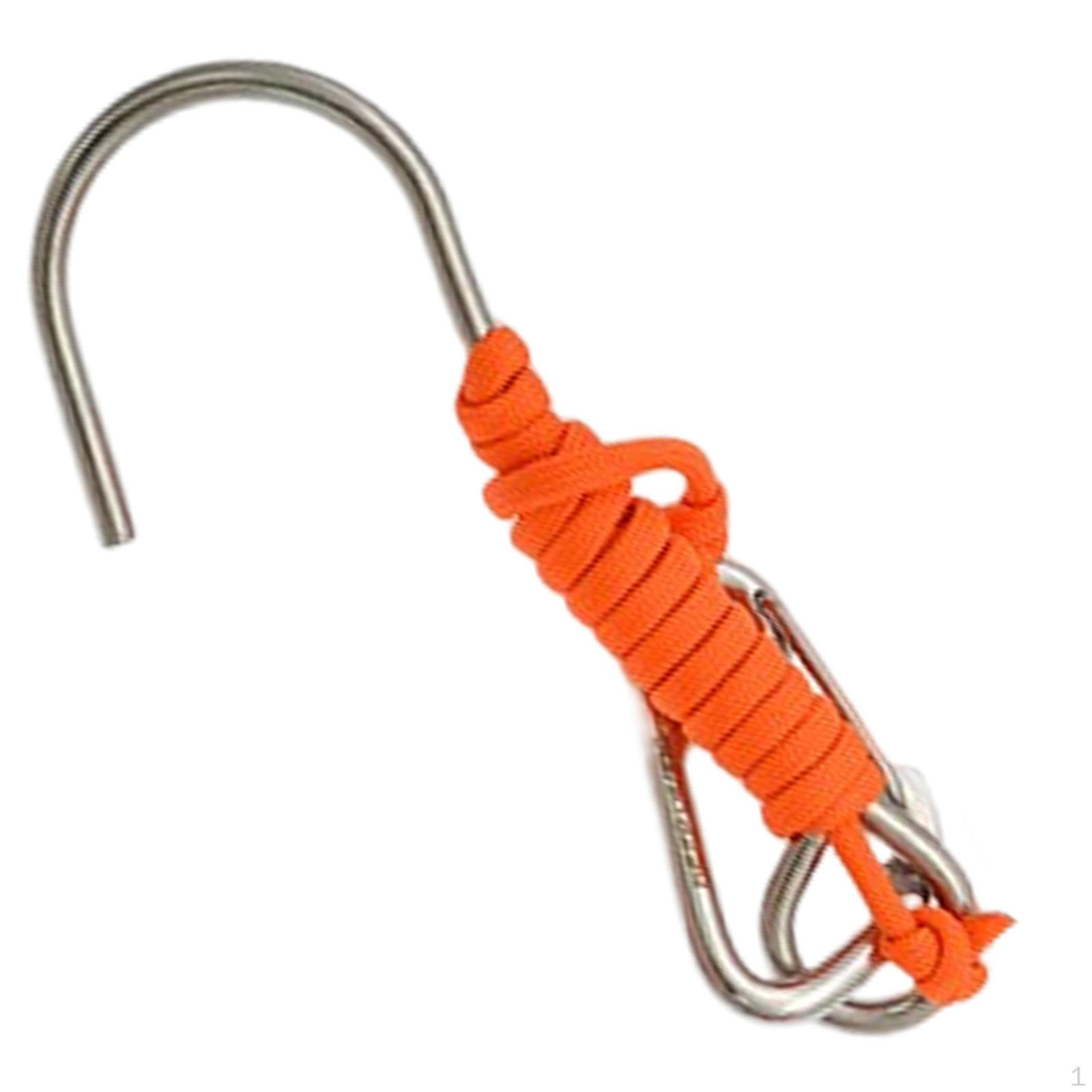 

Hook with Spiral Coil Lanyard And Quick Release Buckle for Diving orange