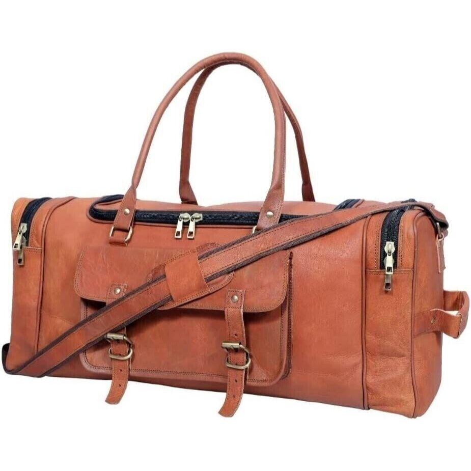 Kožená pevná taška Travel Gym Men Luggage Duffel Vintage Weekend Bag