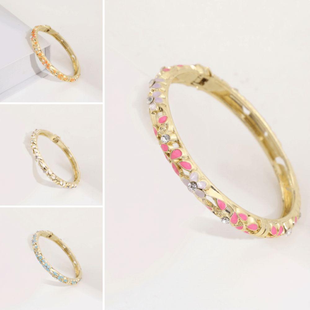Colorful Enamel Bangle Vintage Flower Enamel Bangle Cloisonne Bracelet  Party Jewelry