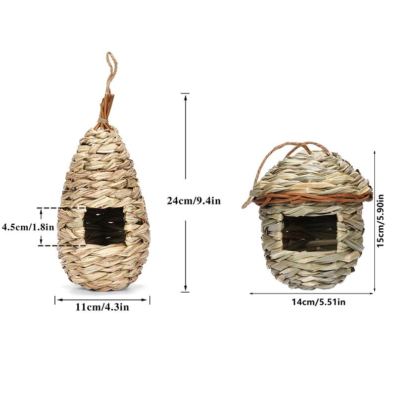 Birds Nest Outdoor Hand-Weaved Decorative Bird House Bird Cage Shelter Weaved Hanging Parrot Nest Creative Handmade Bird Cage