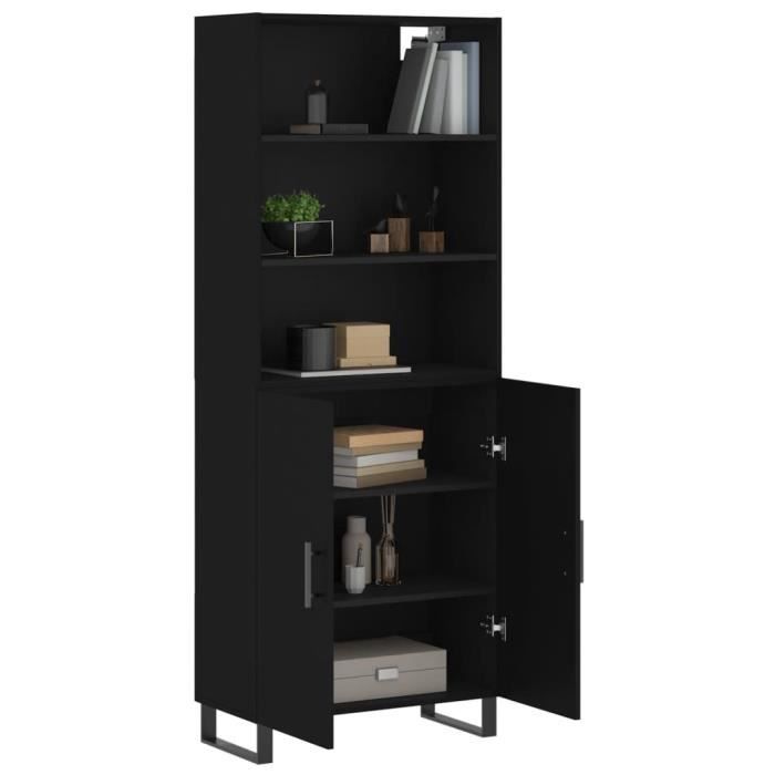 VidaXL Buffet haut Noir 69,5x34x180 cm Bois d'ingénierie 3189278