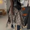2026 Korean Chic Retro Plaid Asymmetrical Skirt
