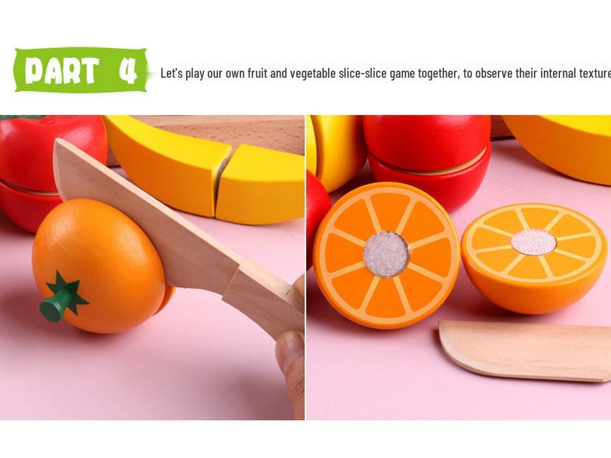 Wooden Play Kitchen Set: Cutable Fruits & Vegetables for Kids