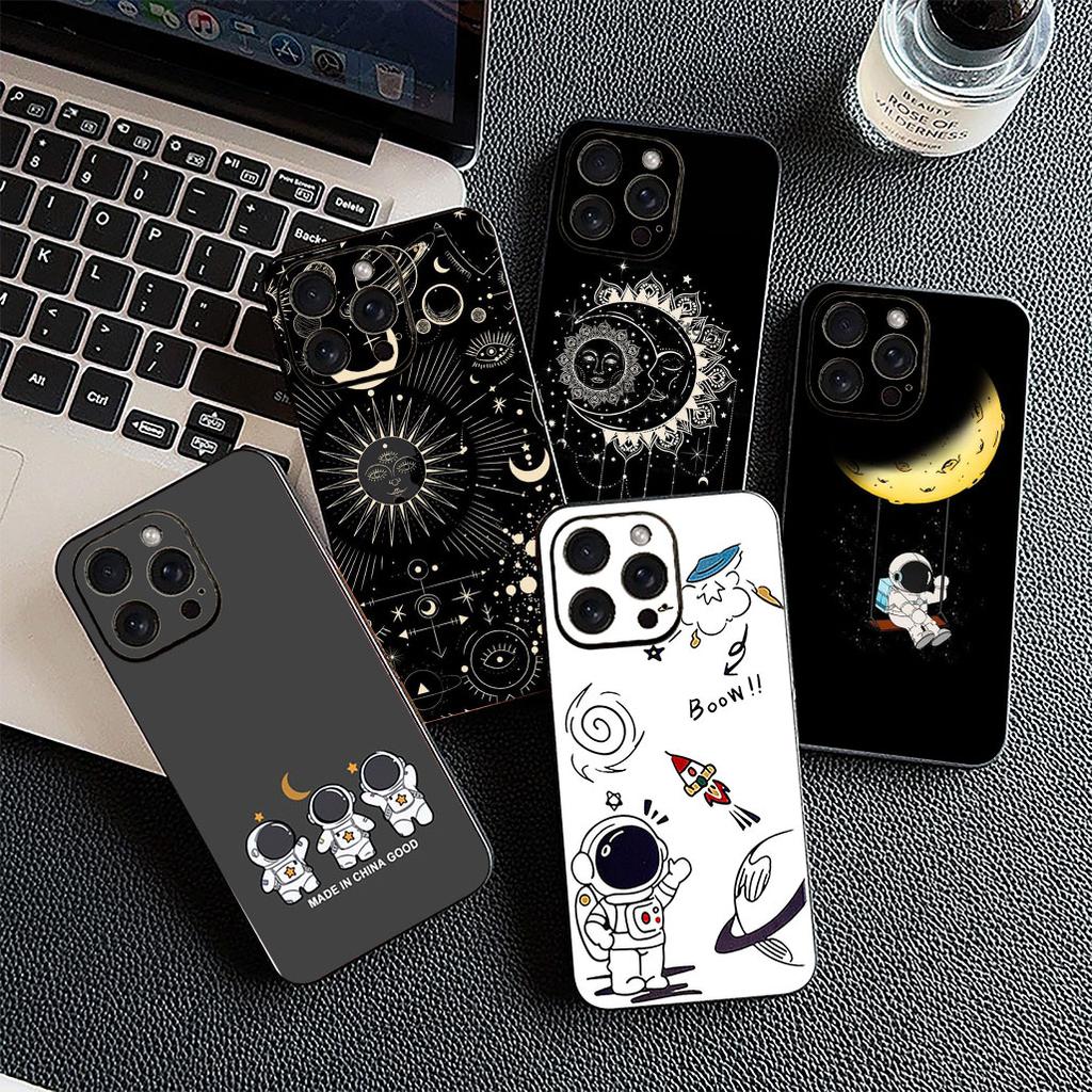 Cover for Xiaomi Redmi Note 12 11 10 A3 Pro 10A 10C 12C Note12 5G 4G Casing Phone Case Astronaut Stars Universe Sun Moon Face