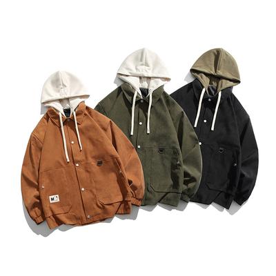 Veste à capuche à revers pour homme, fausse veste d'extérieur deux pièces