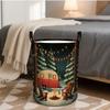 1pc Modern Winter Campfire Scene Foldable Laundry Basket with Sturdy Handles - Portable Collapsible Hamper Suitable for Room, Dorm - Cozy Bedside Stor