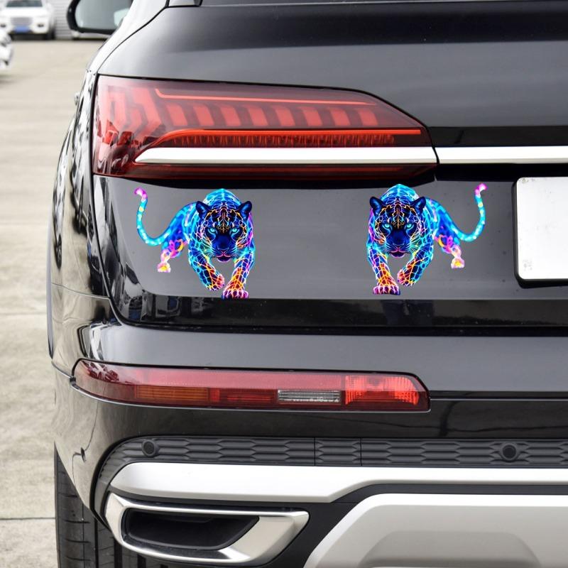 For Scooter Fuel Tank Front Fairing Vinyl Decals Car Window Decoration Colorful Leopard Decorative Sticker Waterproof 2pcs