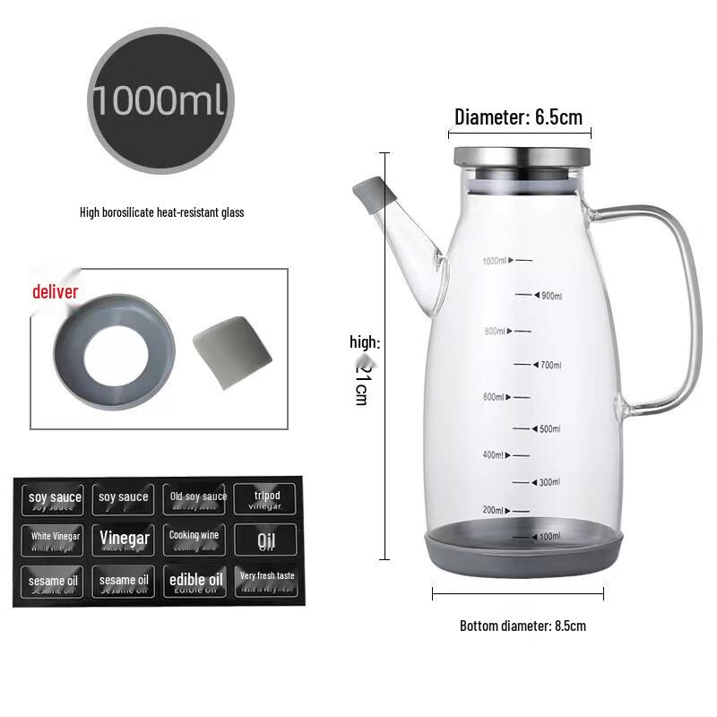 Mailang 1000ml Auslaufsicherer Hochborosilikatglas Ölspender