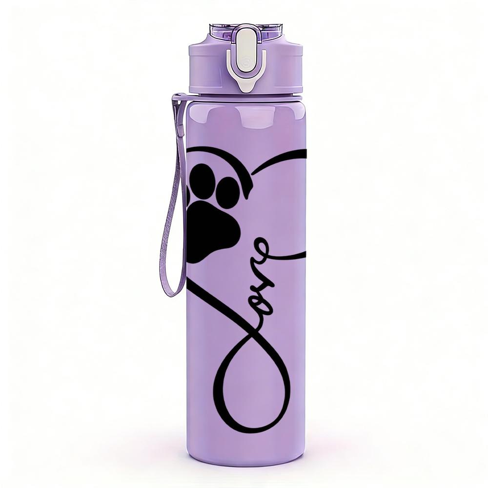 1PC Paw Heart Infinity Love Graphic,750ml Color Plastic Sports Water Bottle,Leakproof Flip Straw Lid,Suitable for Sports Office Home Use