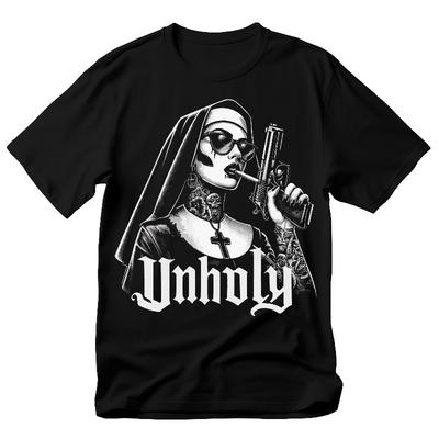 Unholy Nun Tshirt Gothic Horror Satan Baphomet Design Summer Cotton Loose And Breathable Unisex Tshirt