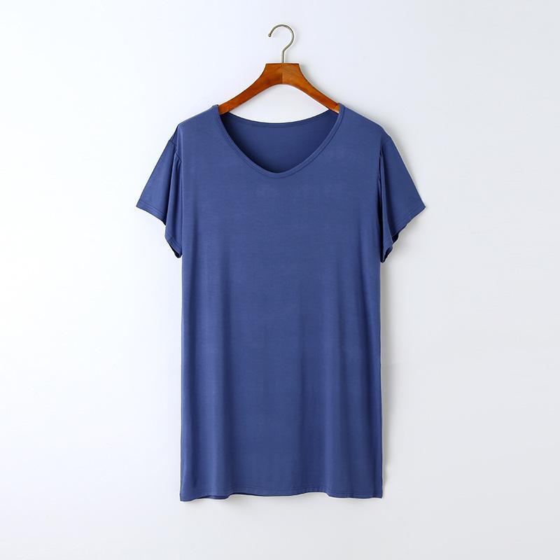 Modal Pajamas Women's Summer New Nightgown V-neck Short-sleeved Simple Women's Pajamas Outside Casual Home Clothes