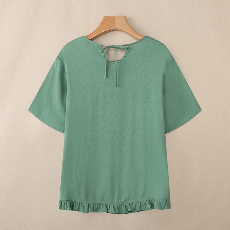 ZANZEA Women Casual Round Neck Summer Short Sleeve Blouse