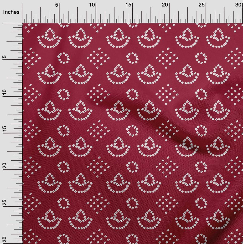 oneOone Cotton Flex Carmine Red Fabric Ethnic Bandhani Craft Projects Decor Fabric Printed By The Yard 40 Inch