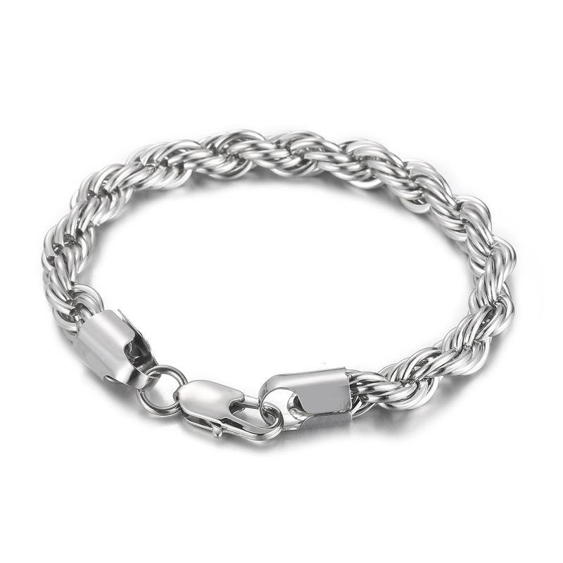 European and American Titanium Steel Jewelry 18K Gold Dual -color Twist Chain Men's and Women's Universal Stainless Steel Bracelet Gandal Jewelry