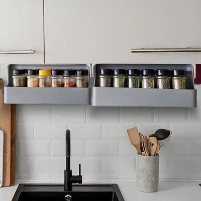 Support de Rangement pour Bouteilles d'Assaisonnement de Cuisine Étagère à Épices Auto-Adhésive Murale Sous-Étagère Organisateur d'Épices Support de Rangement de Cuisine