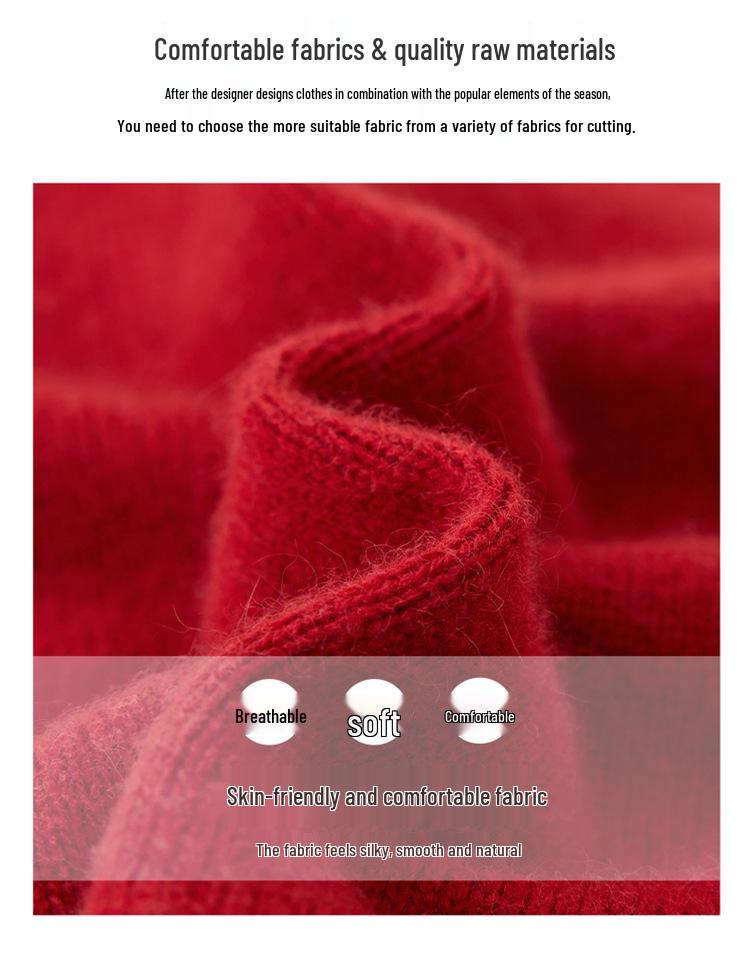 Women's Warm Cashmere Sweater with Embroidered Half-High Collar - Autumn/Winter Fashion Base Layer