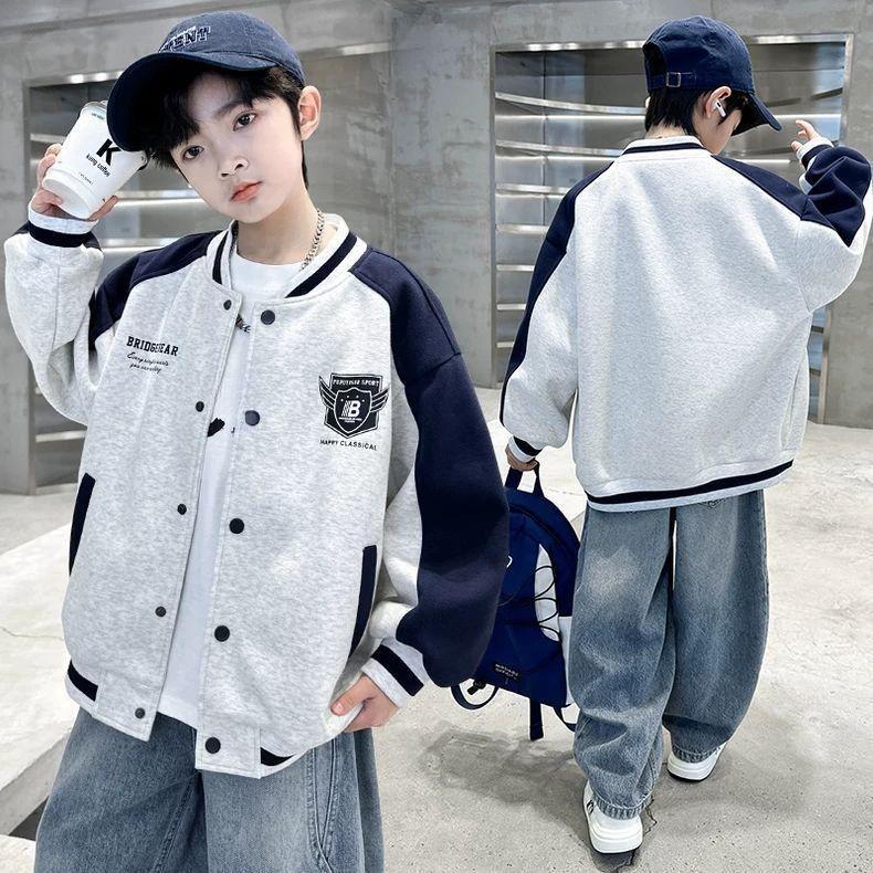 Boys Autumn Sports Baseball Uniform Jacket Autumn Big Children's Western Style Cool and Handsome Casual Top