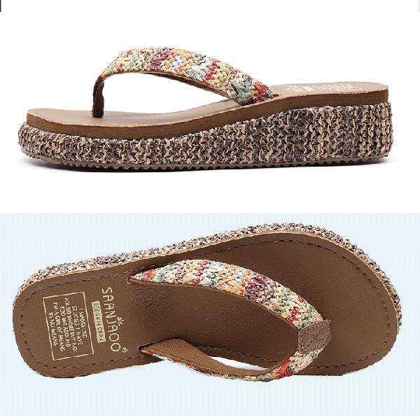 Hausschuhe Damen Sommer Street Style High Beauty Dicke Sohlen Anti-Rutsch Mode Slope Heel Flip-Flops Damen