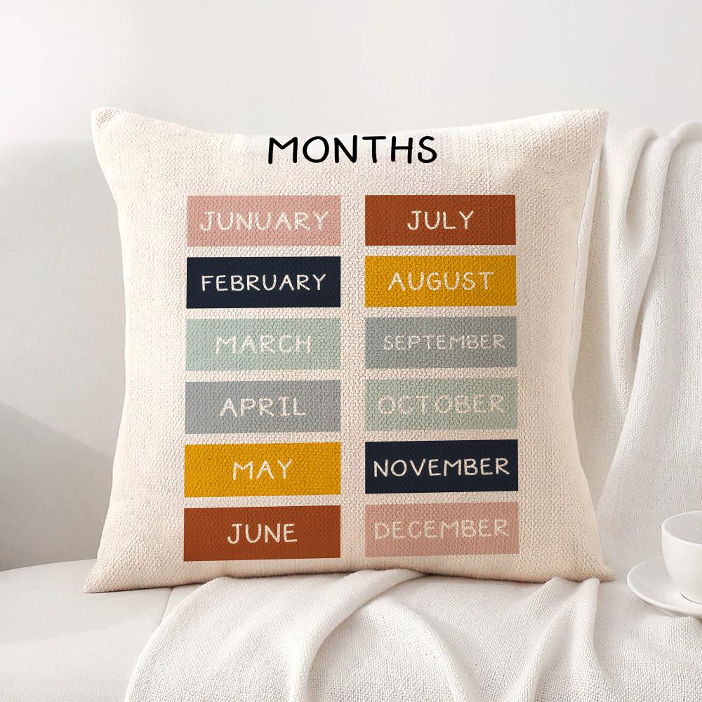 English Education Cushion Cover Natural Linen Organic Fabric DoubleSided Printing Sofa Home Decor Breathable Bed Pillow