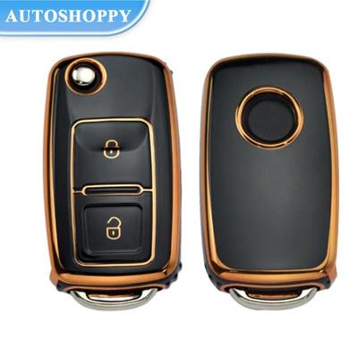 For VW Volkswagen MK4 Bora Golf 4 5 6 Jetta Passat Polo Bora Touran Skoda Seat TPU 2 Buttons TPU Car Key Case Cover Shell Fob