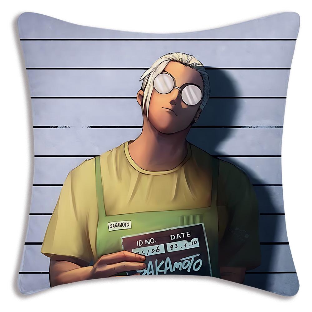 Anime Sakamotos Days Pillow Covers Cartoon Sofa Decorative Home Double-sided Printing Short Plush Cute Cushion Cover