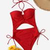 Swimsuit Women's One Piece Triangle Solid Color Multicolor Lace Up Drawstring Bikini Suits