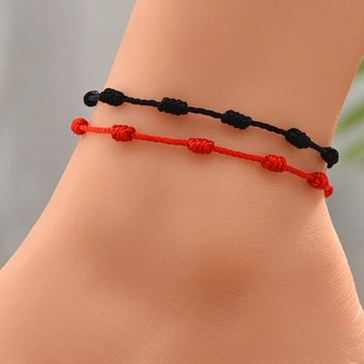 2 pièces/ensemble Mode Style Resort Décontracté Chanceux Tissé Femmes Cheville Bracelet Ensemble