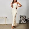 Knitted tube top dress, European and American sexy backless three-dimensional lace long fishtail dress