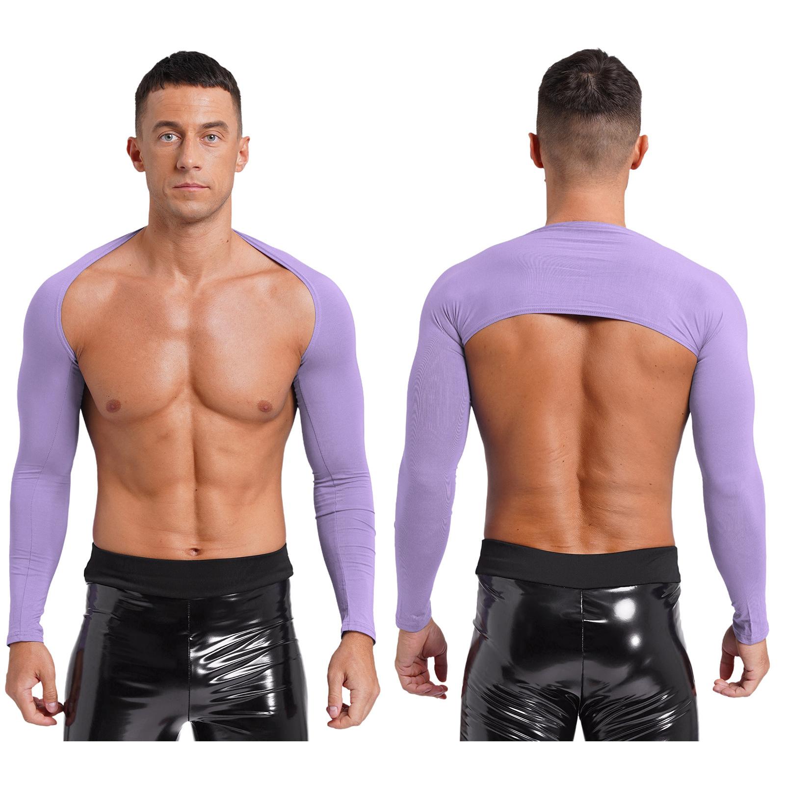 Herren Offene Vorderseite Crop Top Lässig Einfarbige Langarm Strickjacke Fitness Sport Bolero Shrug zum Zeigen des Körpers Workout One Size beige