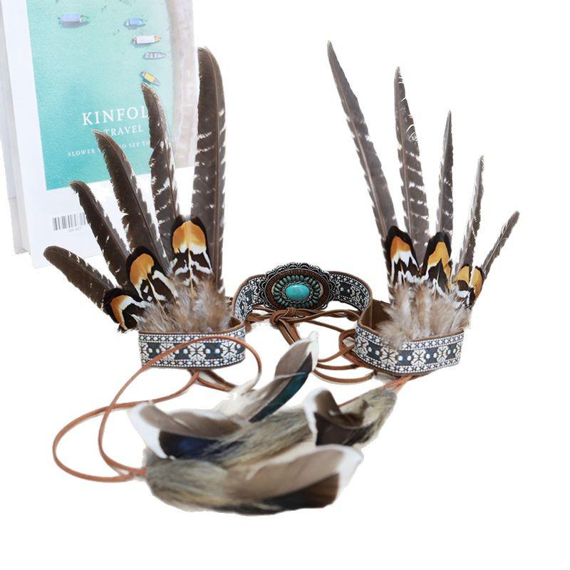 Indian Headdress Feather Headband for Children & Adults - Festival & Performance Costume