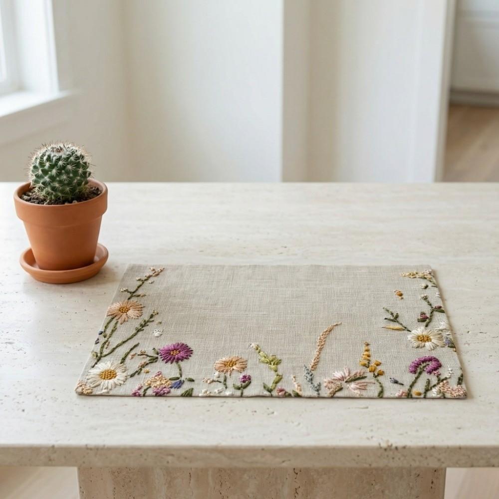 Tapis de Table Rectangulaire à Fleurs pour Salle à Manger Lavable Antidérapant Isolation Thermique Motif Floral Coloré Résistant à la Chaleur Nappe Table de Salle à Manger