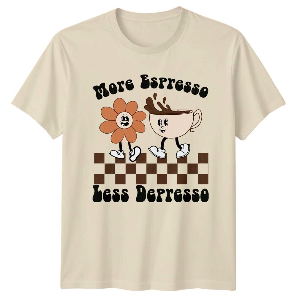 

Больше эспрессо меньше депрессо ретро груви футболка с цветком XL