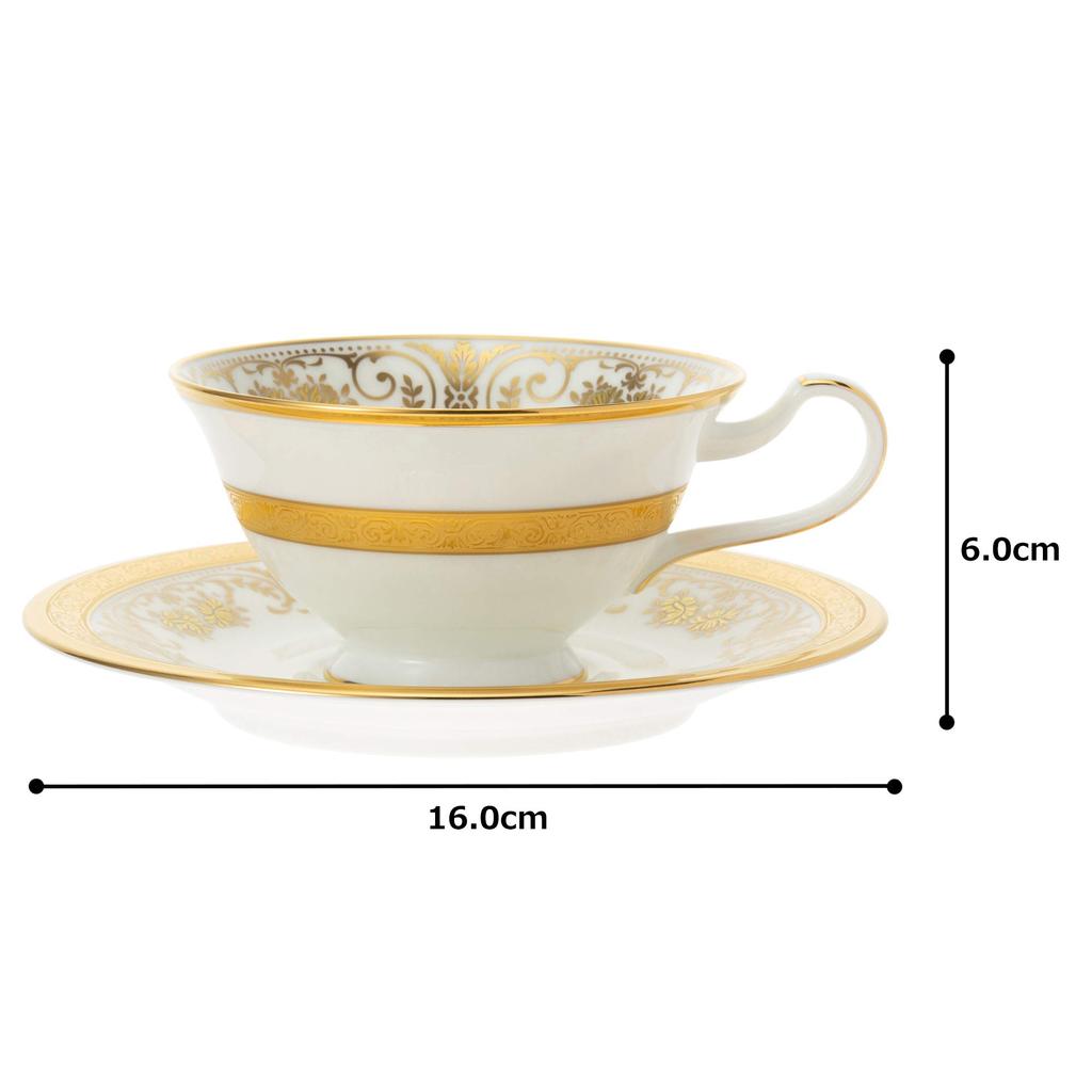 Noritake Georgian Palace Bone China Cup and Saucer (for Both Coffee and Tea), 220cc, T59587/4858