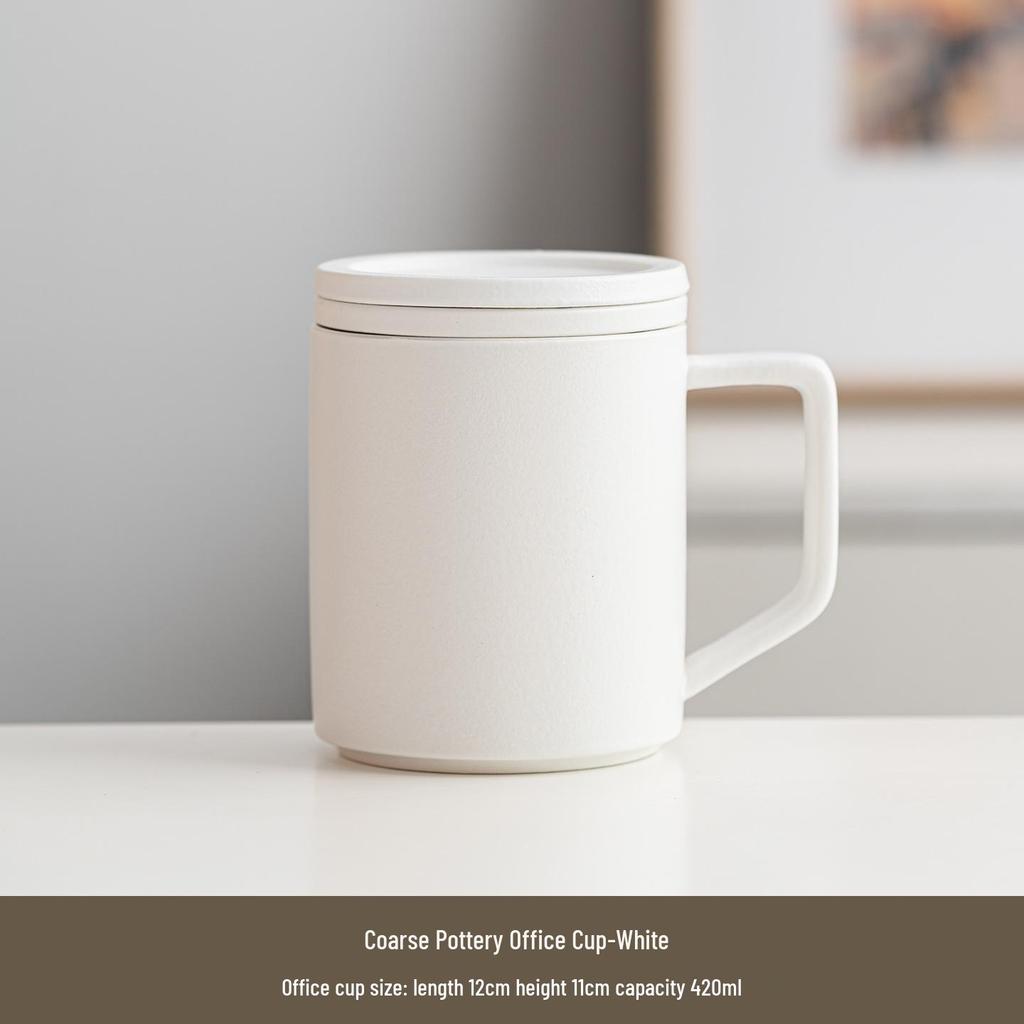 Ceramic Tea and Water Separation Mug with Lid and Filter - Office Event Souvenir