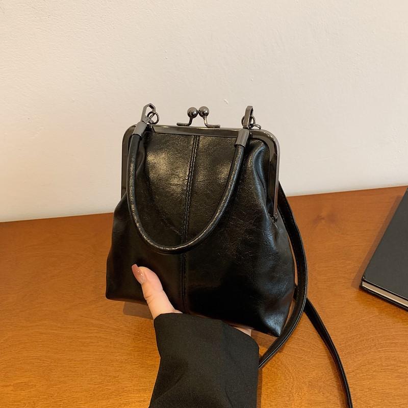 Vintage Solid Color Thread Design Pu Shoulder Bags for Women Versatile Ladies Crossbody Bag Simple Female Clip Handbag Purse