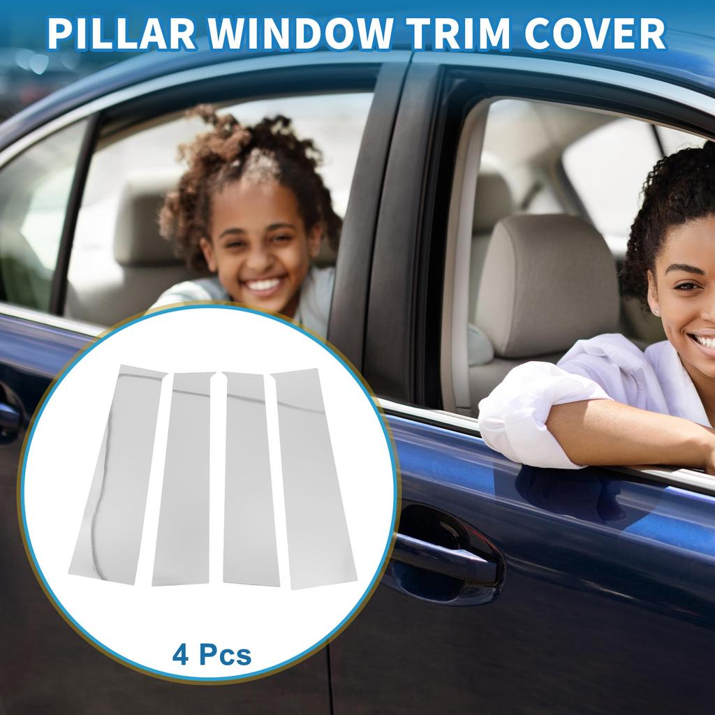 ABSOPRO Door Pillar Window Trim Pillar Post Door Outer Exterior Cover for Toyota Tundra Chrome Silver Tone Anti-Scratch Sticker, 2022-2023,