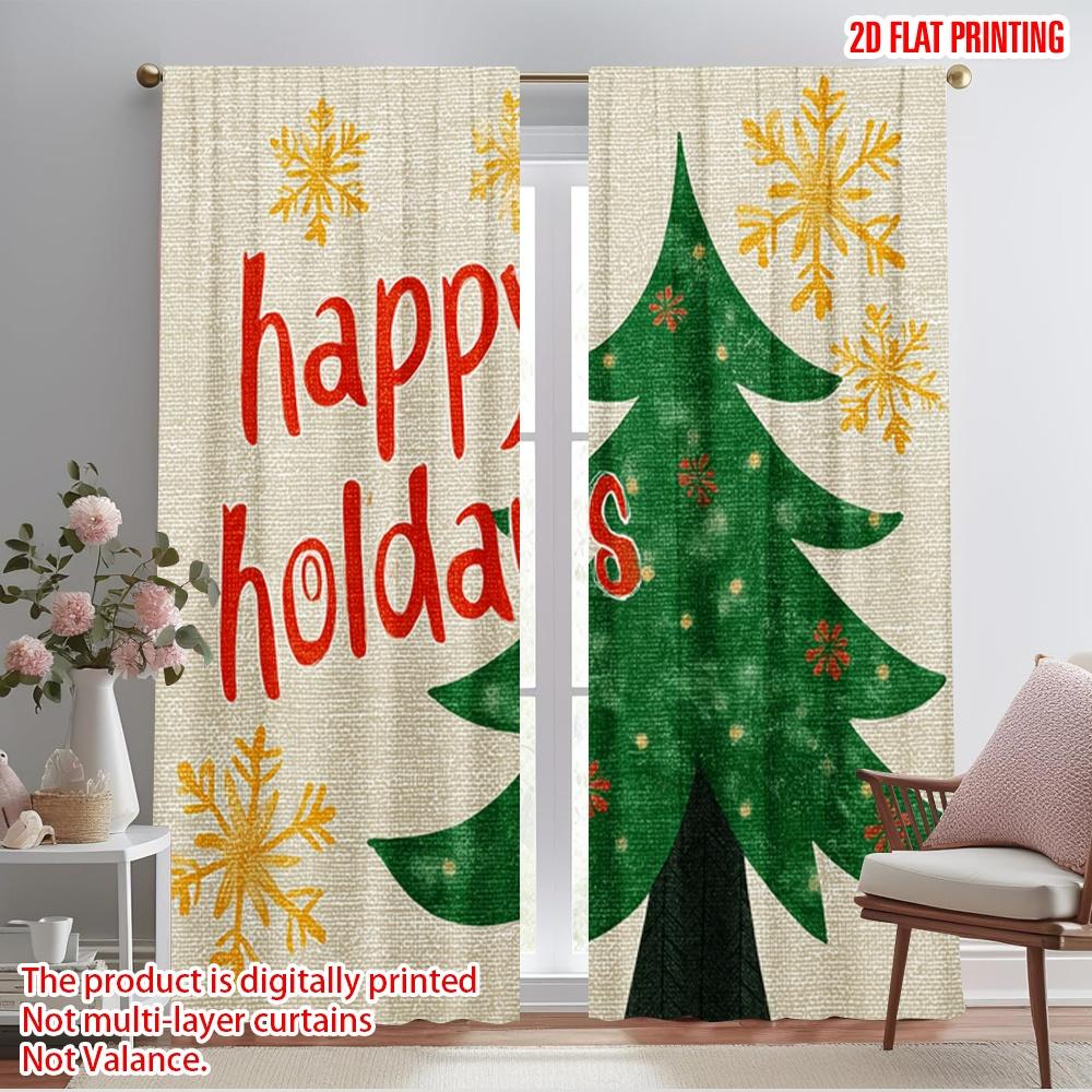 

2pcs,2D plane printing Minimalist Curtains Buffalo Plaid and Tree Polyester Woven (without rod) Home Decor Perfect for Bedroom, 52.50×116.00 CM 2pcs