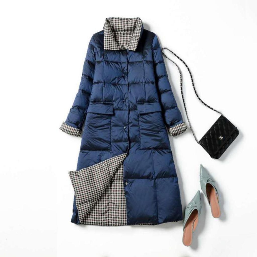 Herbst Winter Warmer Enten Daunen Parka Doppelseitige Rollkragenjacke Einreihig Mittellang Schwarz Gold Grau Grün Weiß S-5XL