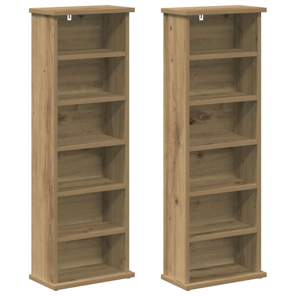 CD Rack 2 Pcs. Artisan Oak 60 x 17 x 92 cm Engineered Wood