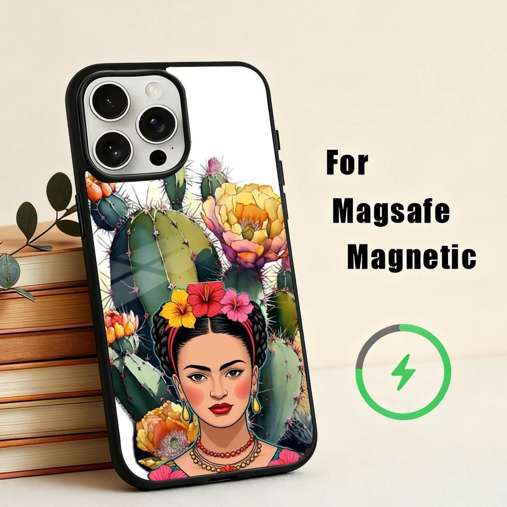 F-Frida-A K-Kahlo-g A-Art Pouzdro na telefon Pro iPhone 17,16,15,14,13,12,Plus,Pro,Max pro Magsafe Magnetické Bezdrátové Nabíjení