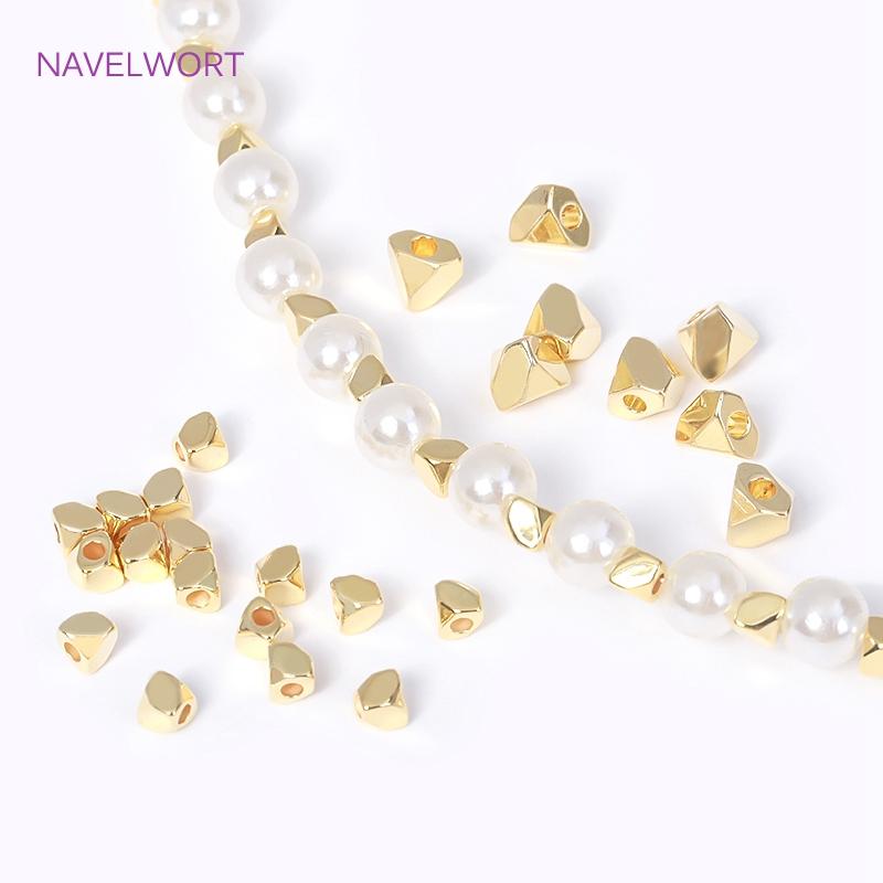 3MM 4MM 18K Gold Plated Brass Irregular Cut Corner Rhombus Beads Metal Spacer Beads For Jewelry Making DIY Bracelets Accessories