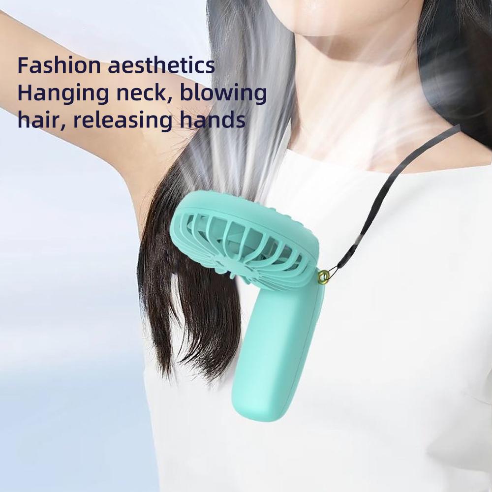 Foldable USB Mini Fan  6 Speeds  Rechargeable  Neck Hanging  Built In Phone Stand  LCD Display  Portable Cooling