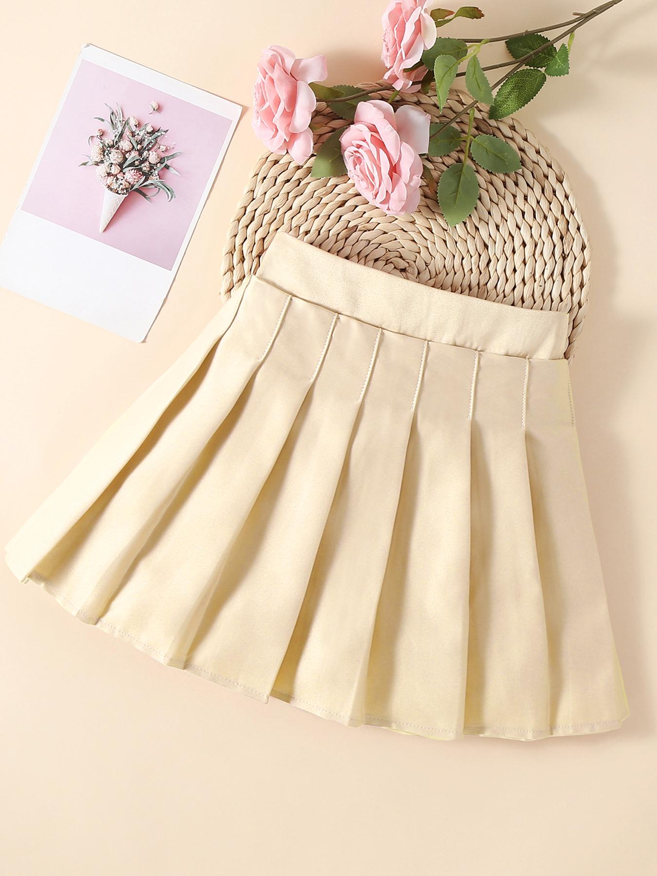 Girls Stylish & Versatile Apricot Pleated Skirt – Trendy Casual Summer Wear 110 абрикосовый