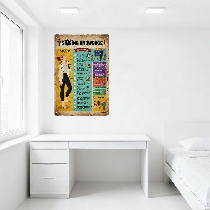Vintage Singing Knowledge Metal Tin Sign Retro Educational Iron Wall Plaque for Home Bar Cafe Decor
