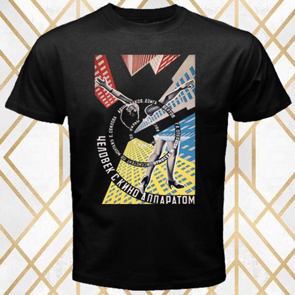 The Man With Movie Camera Poster Men s Black T-Shirt Size S 3XL M