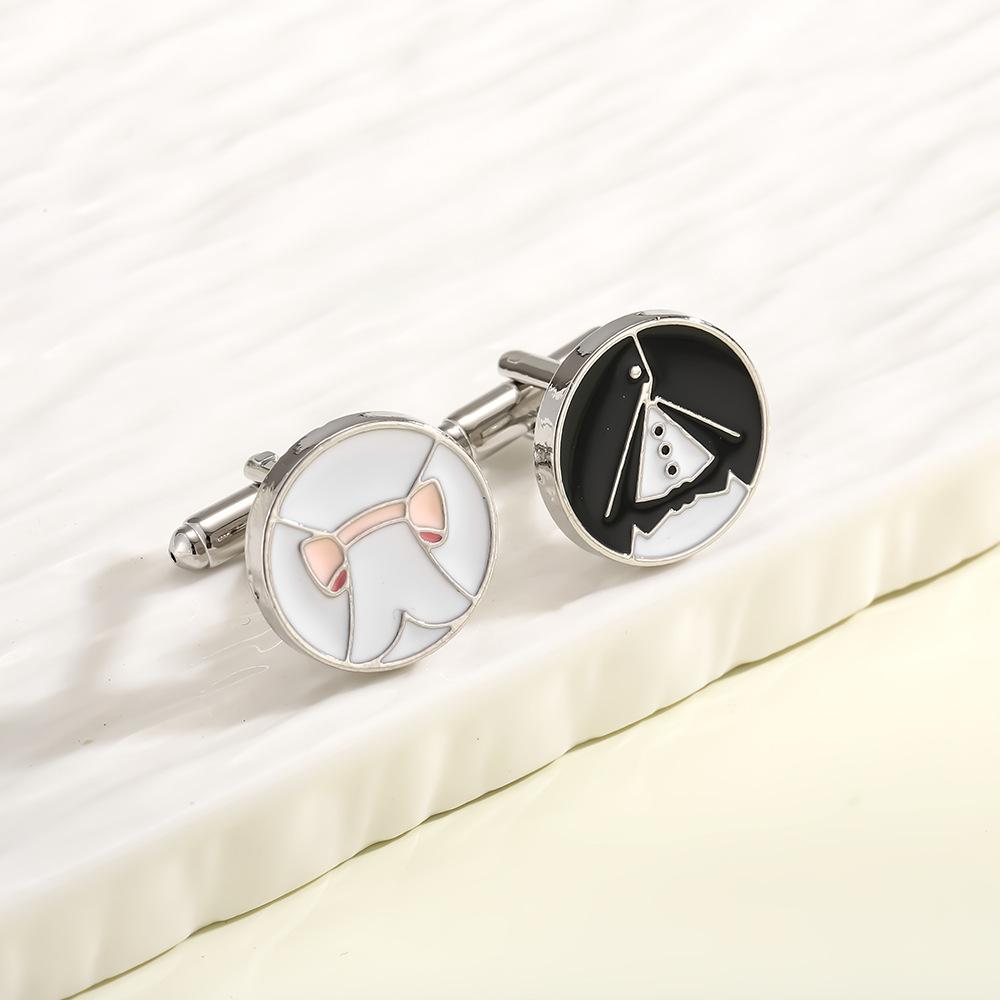 Fashion French Style Wedding Cufflinks Round Paint Alloy Suit Versatile Cuffs Nails Classic Couple Gifts Groom Sleeve Buttons