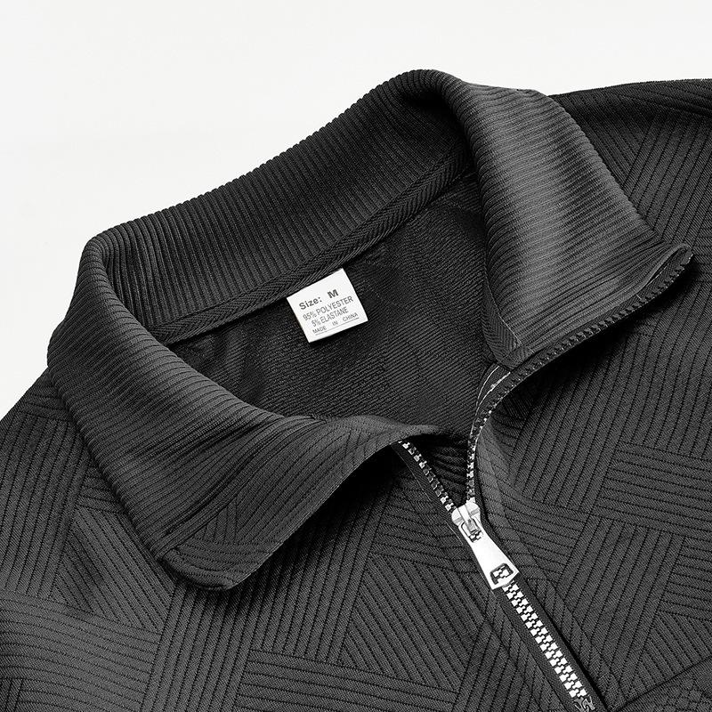 Retro Casual Stand Up Collar Zipper Pullover Loose Knit Jacquard Autumn/winter Long Sleeved Sweatshirt