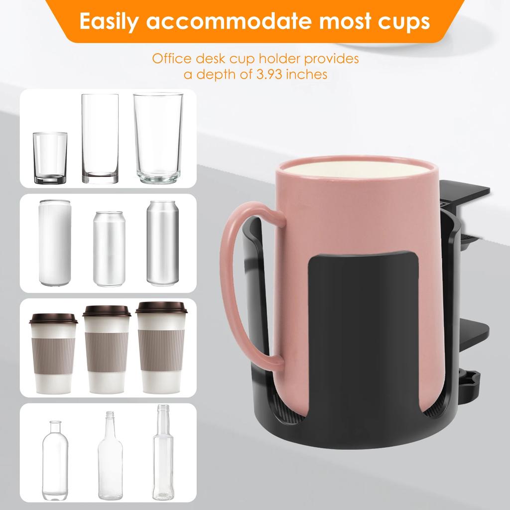Desk Cup Holder Universal Adjustable Table Drink Holder 5/7/10cm Clip-On Desk Bottle Stand Anti-Spill Table Mug Clamp for Office