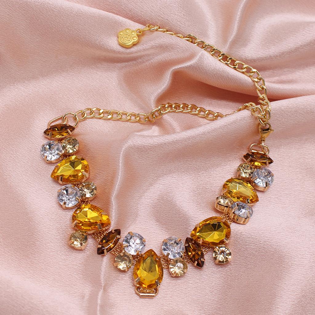 Collare per Cani Collana a Catena d'Oro Acciaio Inossidabile Regolabile Collare con Diamanti Colorati per Cani Piccoli Medi Cucciolo