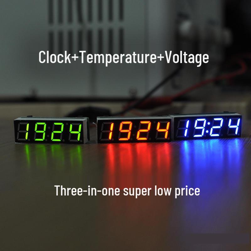 LED digitální hodiny do auta s ukazatelem teploty